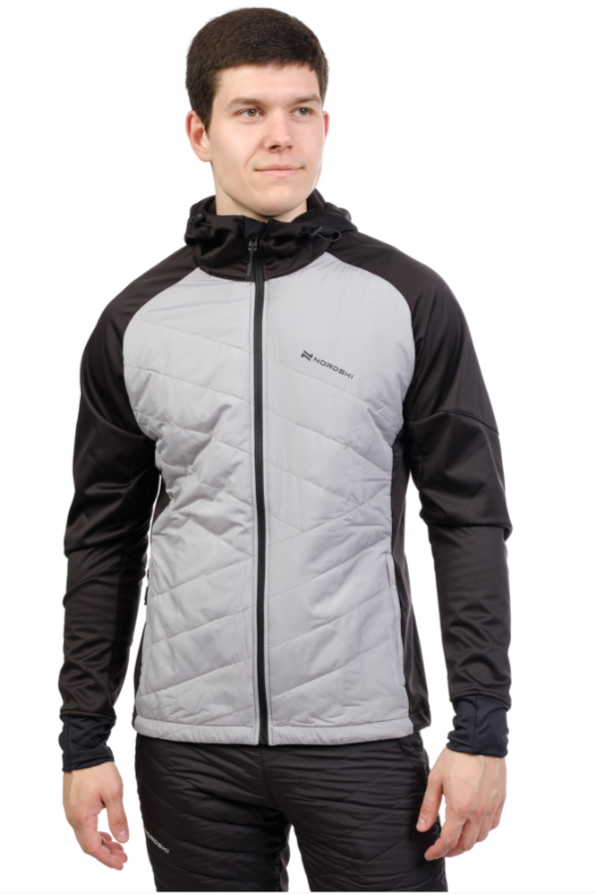 Куртка лыжная тренировочная NORDSKI HYBRID HOOD GREY/BLACK