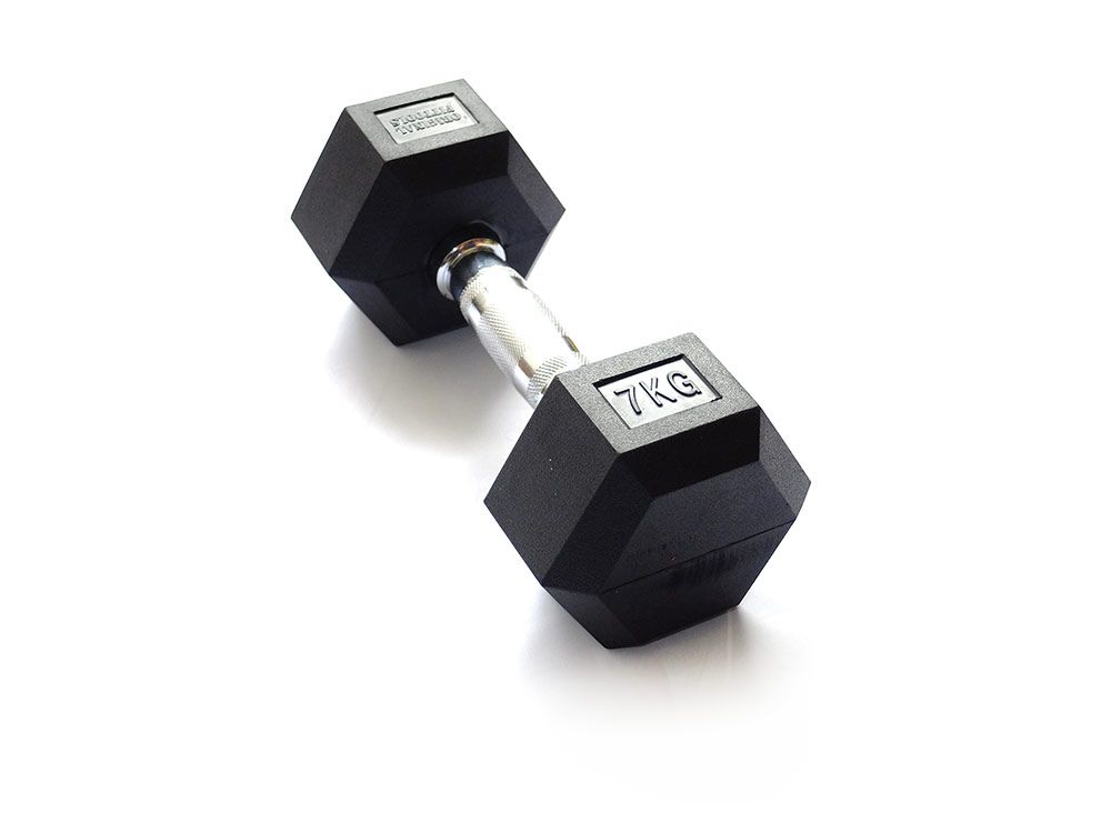 Гантели обрезиненные гексагональные ORIGINAL FITTOOLS хромированная ручка