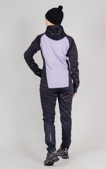 Куртка лыжная тренировочная NORDSKI HYBRID HOOD BLACK/LAVANDA