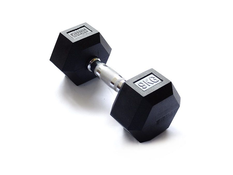 Гантели обрезиненные гексагональные ORIGINAL FITTOOLS хромированная ручка