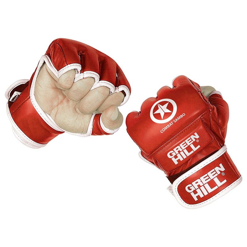 Перчатки Green Hill MMA и боевое самбо Combat Sambo красные