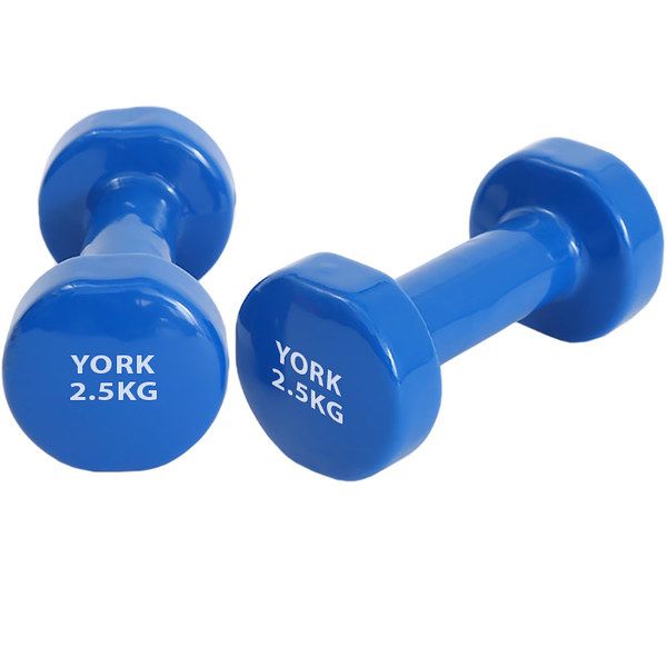 Гантель винил обливная York синяя