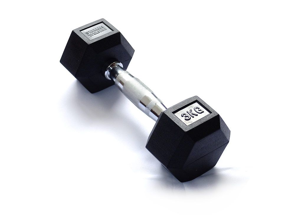 Гантели обрезиненные гексагональные ORIGINAL FITTOOLS хромированная ручка