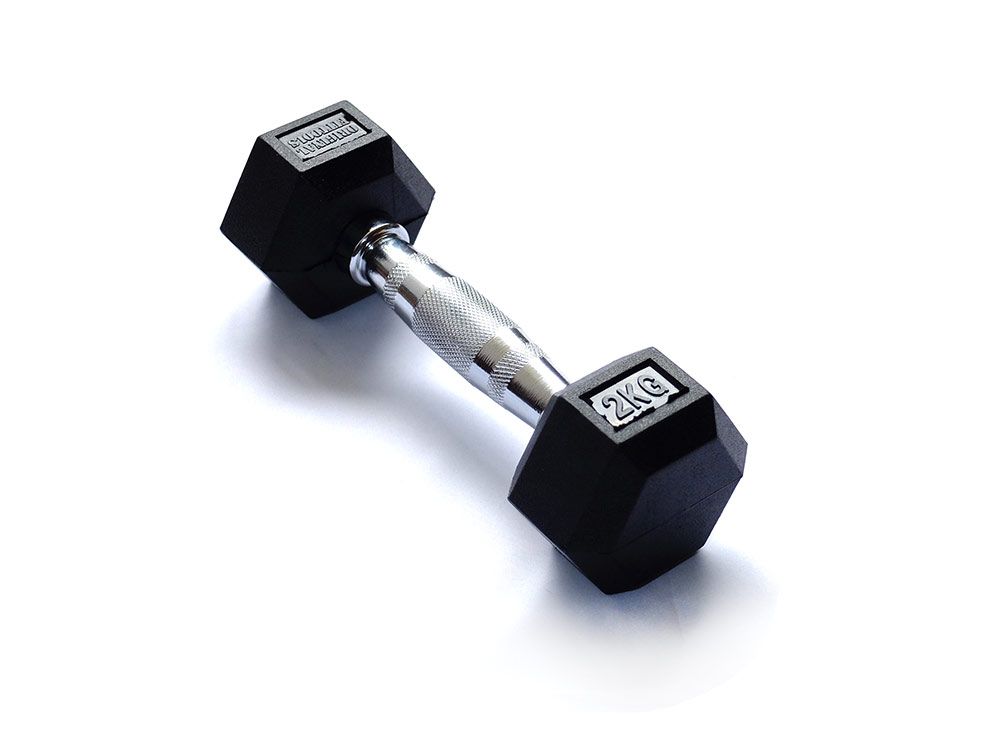 Гантели обрезиненные гексагональные ORIGINAL FITTOOLS хромированная ручка