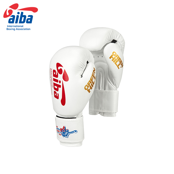 Перчатки боксерские Green Hill "World Boxing" AIBA белый/красный