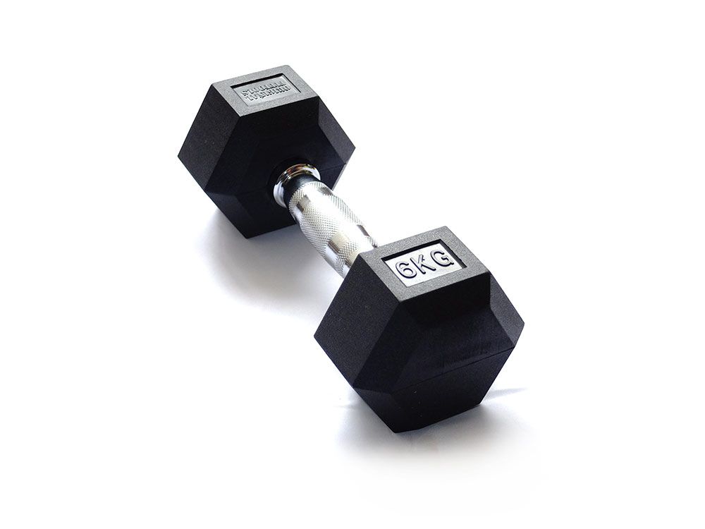 Гантели обрезиненные гексагональные ORIGINAL FITTOOLS хромированная ручка