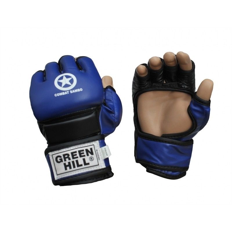 Перчатки Green Hill MMA и боевое самбо Combat Sambo синие