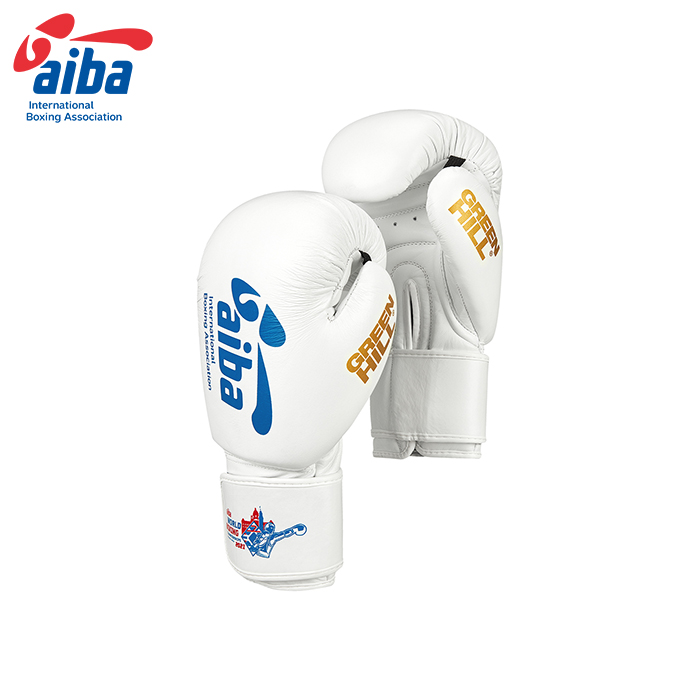Перчатки боксерские Green Hill "World Boxing" AIBA бело-синие