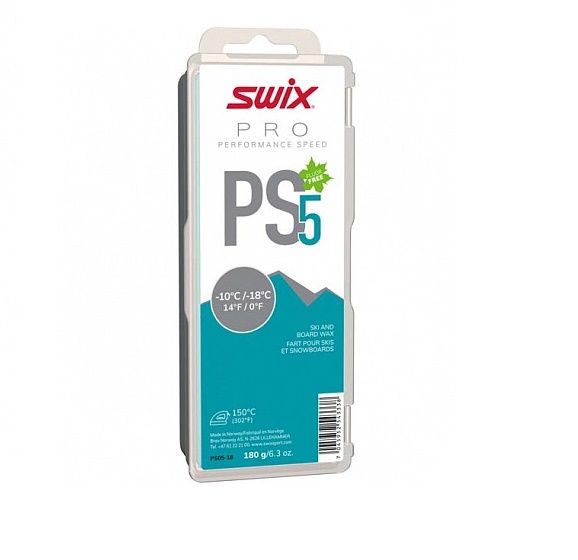 Мазь скольжения SWIX PS5 Turquoise 180г -10C/-18C парафин
