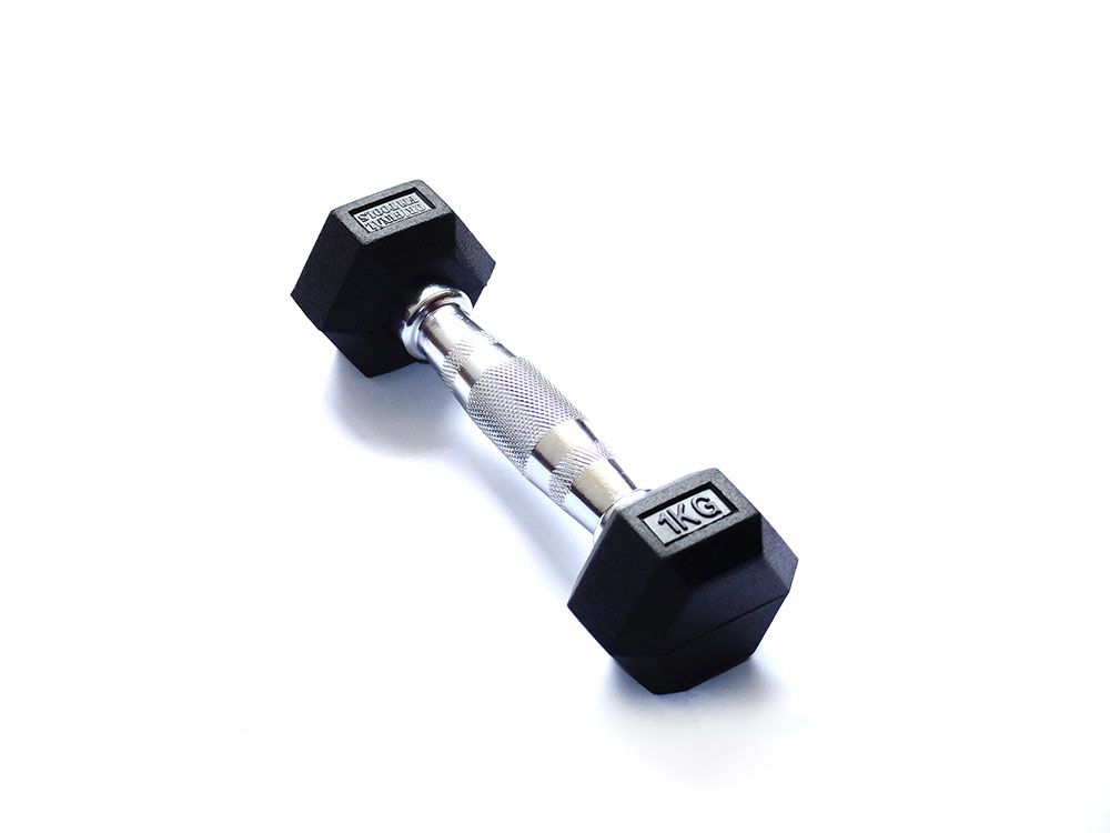 Гантели обрезиненные гексагональные ORIGINAL FITTOOLS хромированная ручка