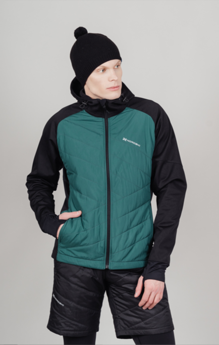 Куртка лыжная тренировочная NORDSKI HYBRID HOOD GREEB/BLACK