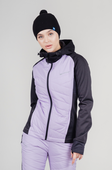 Куртка лыжная тренировочная NORDSKI HYBRID HOOD BLACK/LAVANDA